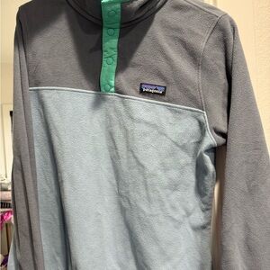 Patagonia Teal and Gray Fleece Quarter Zip